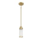 Enhance your contemporary space with the Whittley - 60191-SB mini pendant. Its brass rod and canopy, paired with a cylindrical clear glass shade, encapsulate elegance and style while showcasing the light source beautifully.