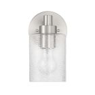 Discover the Craftmade Lyndsey - 60201 wall sconce in brushed nickel, featuring a cylindrical design, round backplate, and textured glass shade. Its clear glass shades bring a modern touch to elevate any contemporary space.