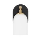 The Council - 60301-FBSB is a modern wall sconce with a rounded white frosted glass shade and matte black backplate, boasting satin brass accents like a cylindrical top connector and decorative knob for a stylish, elegant look. It’s part of the exclusive 