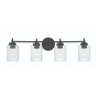 claire 4 light vanity if flat black with bubbled glass