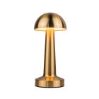 Joni LED Rechargeable slim mushroom-shaped table light in polished brass with warm light on