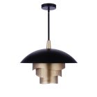 Sculptural Statement Pendants 19” Diameter Sculptural Statement Dome Pendant with Perforated Metal Shades in Flat Black/Matte Gold