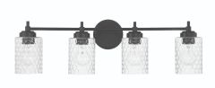 claire 4 light vanity if flat black with bubbled glass