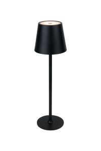 Evans LED Rechargeable table light in flat black with warm light on