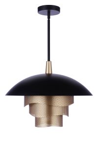 Sculptural Statement Pendants 19” Diameter Sculptural Statement Dome Pendant with Perforated Metal Shades in Flat Black/Matte Gold