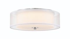 Modern Essential Modern Essential 1 Light 16" LED Flushmount in Brushed Polished Nickel w/ White Sheer Fabric Shade